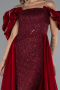 Robe de Soirée Longue Perlé Rouge Bordeaux ABU5154