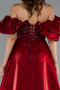 Robe de Soirée Longue Perlé Rouge Bordeaux ABU5154