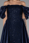 Robe de Soirée Longue Perlé Bleu Marine ABU5154