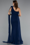 Robe de Soirée Longue Mousseline Bleu Marine ABU5144