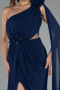 Robe de Soirée Longue Mousseline Bleu Marine ABU5144