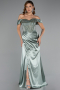 Robe De Soirée Satin Longue Menthe ABU5130