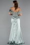 Robe De Soirée Satin Longue Menthe ABU5130