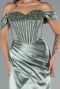 Robe De Soirée Satin Longue Menthe ABU5130