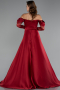 Robe De Soirée Satin Longue Rouge Bordeaux ABU5054