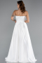 Robe De Soirée Satin Longue Blanc ABU5105