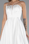 Robe De Soirée Satin Longue Blanc ABU5105