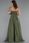 Robe De Soirée Satin Longue Kaki ABU5105