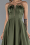 Robe De Soirée Satin Longue Kaki ABU5105