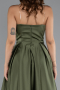 Robe De Soirée Satin Longue Kaki ABU5105