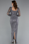 Robe de Soirée Longue Perlé Gris ABU5165