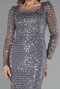 Robe de Soirée Longue Perlé Gris ABU5165
