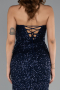 Robe de Soirée Longue Bleu Marine ABU5166