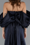 Robe de Soirée Longue Perlé Bleu Marine ABU5169