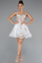 Robe De Soirée De Créateur Courte Squameuse Blanc ABK2407