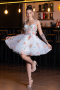 Robe De Soirée De Créateur Courte Squameuse Blanc ABK2407