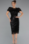 Robe de Cérémonie Midi Perlé Noir ABK2412