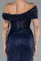 Robe de Soirée Longue Perlé Bleu Marine ABU5183