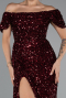 Robe De Soirée Squameuse Longue Rouge Bordeaux ABU4843