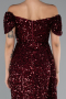 Robe De Soirée Squameuse Longue Rouge Bordeaux ABU4843