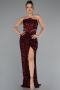Robe de Soirée Longue Rouge Bordeaux ABU5185