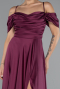 Robe De Soirée Satin Longue Prune ABU4703
