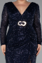 Robe De Invitation Grande Taille Midi Bleu Marine ABK1956