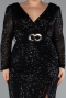 Robe De Invitation Grande Taille Midi Noir ABK1956