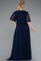 Robe de Soirée Grande Taille Longue Mousseline Bleu Marine ABU5180