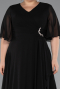 Robe de Soirée Grande Taille Longue Mousseline Noir ABU5180