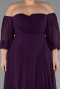 Robe De Soirée Grande Taille Longue Mousseline Violet Foncé ABU2597