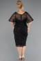 Robe De Invitation Grande Taille Midi Noir ABK2372