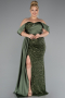 Robe De Fiançailles Grande Taille Longue Squameuse Kaki ABU4086