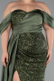 Robe De Fiançailles Grande Taille Longue Squameuse Kaki ABU4086