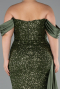 Robe De Fiançailles Grande Taille Longue Squameuse Kaki ABU4086