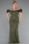 Robe De Fiançailles Grande Taille Perlé Longue Kaki ABU4788
