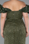 Robe De Fiançailles Grande Taille Perlé Longue Kaki ABU4788
