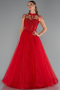 Robe de Fiançailles Design Personnalisé Longue Rouge ABU6147