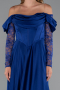 Robe De Soirée Satin Longue Bleu Saxe ABU5054