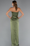 Robe De Soirée Satin Longue Kaki ABU3474