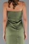 Robe De Soirée Satin Longue Kaki ABU3474