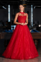 Robe de Fiançailles Design Personnalisé Longue Rouge ABU6147