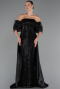 Robe de Soirée Longue Perlé Noir ABU5234