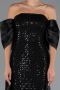 Robe de Soirée Longue Perlé Noir ABU5234