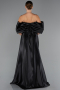 Robe de Soirée Longue Perlé Noir ABU5234