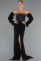 Robe de Soirée Longue Mousseline Noir ABU5241