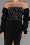 Robe de Soirée Longue Mousseline Noir ABU5241
