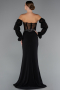 Robe de Soirée Longue Mousseline Noir ABU5241