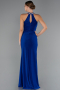 Robe de Soirée Longue Bleu Saxe ABU5258