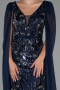 Robe de Soirée Longue Perlé Bleu Marine ABU5248